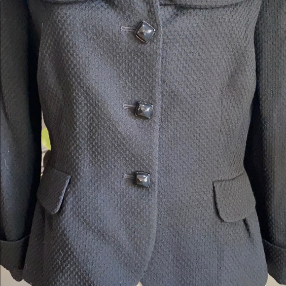 Tahari Wool Textured Bow Closure Blazer Black 8 - Picture 4 of 10